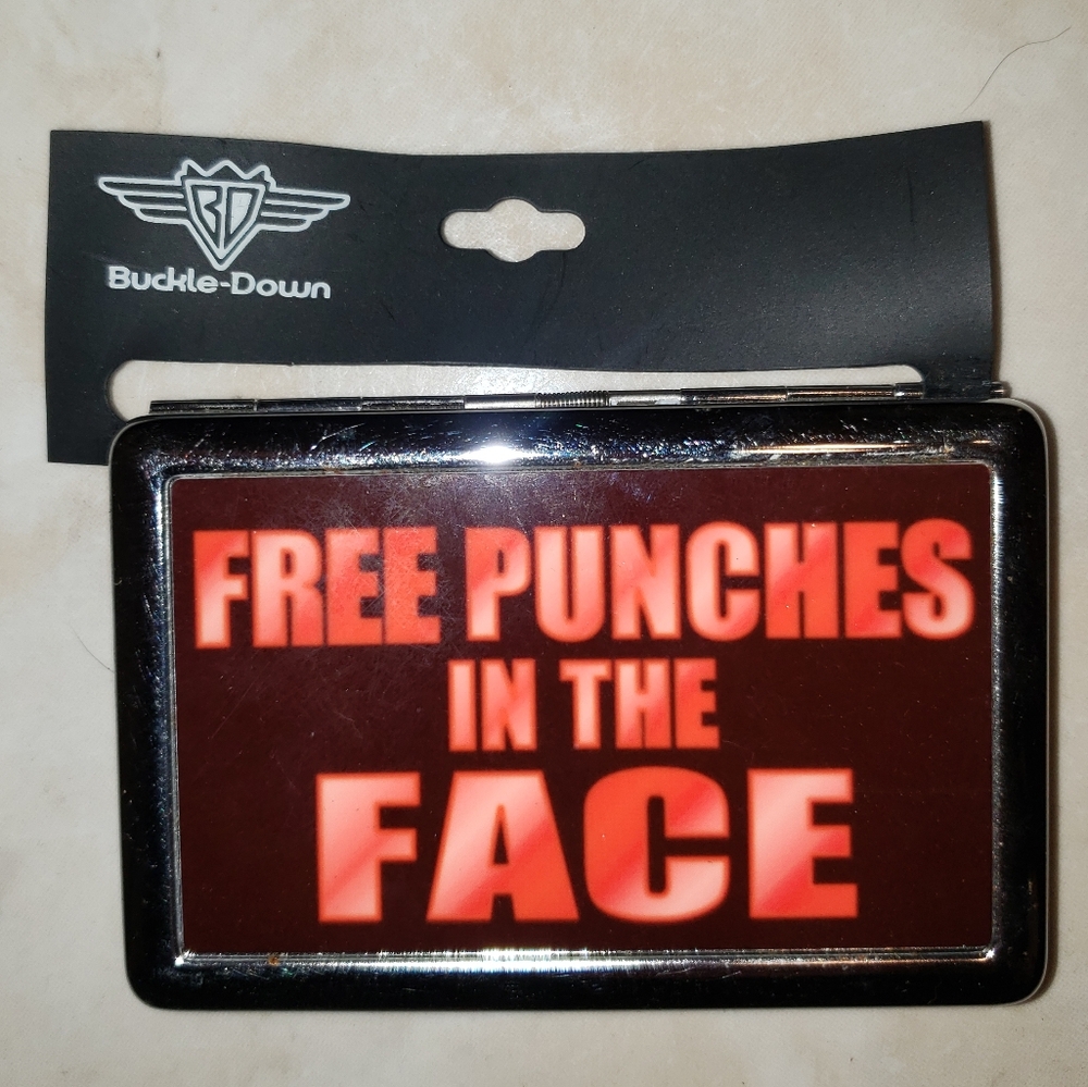 FREE PUNCHES IN THE FACE METAL CIG ID CASE HOT TOPIC Y2K PUNK Goth Emo New